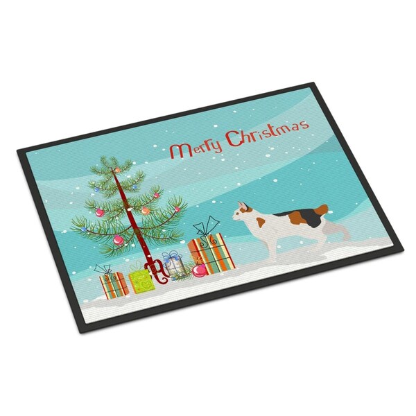 Carolines Treasures 24 x 36 in. Korean Bobtail Cat Merry Christmas Indoor or Outdoor Mat CK4639JMAT - main